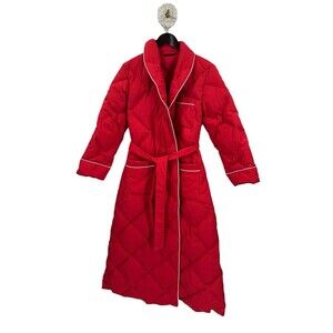 VTG Eddie Bauer Full Length Warm Goose Down Robe House Coat Quilted Cabincore M